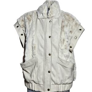 Women's Cream Faux Fur Vest